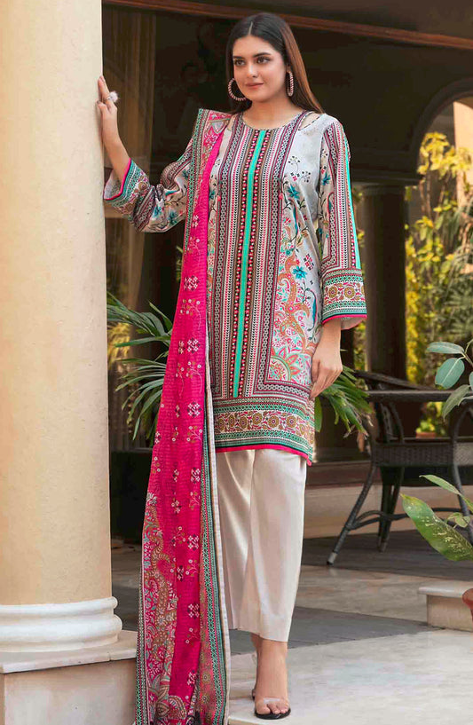 Masooma by Tawakkal Fabrics Printed Lawn Unstitched 3 Piece Suit - D-1497 - TF25ML - Off White - Summer Collection