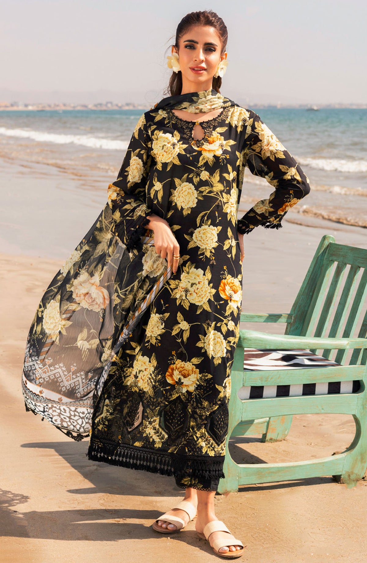 Aafreen by Riaz Arts Embroidered Lawn Unstitched 3 Piece Suit - AF-169 - RA25ALCL - Black - Summer Collection