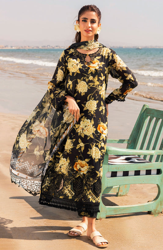 Aafreen by Riaz Arts Embroidered Lawn Unstitched 3 Piece Suit - AF-169 - RA25ALCL - Black - Summer Collection