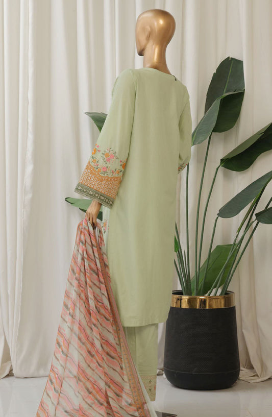 Bin Saeed Embroidered Cotton Stitched 3 Piece Suit - D-03 - BS25TC - Green - Summer Collection
