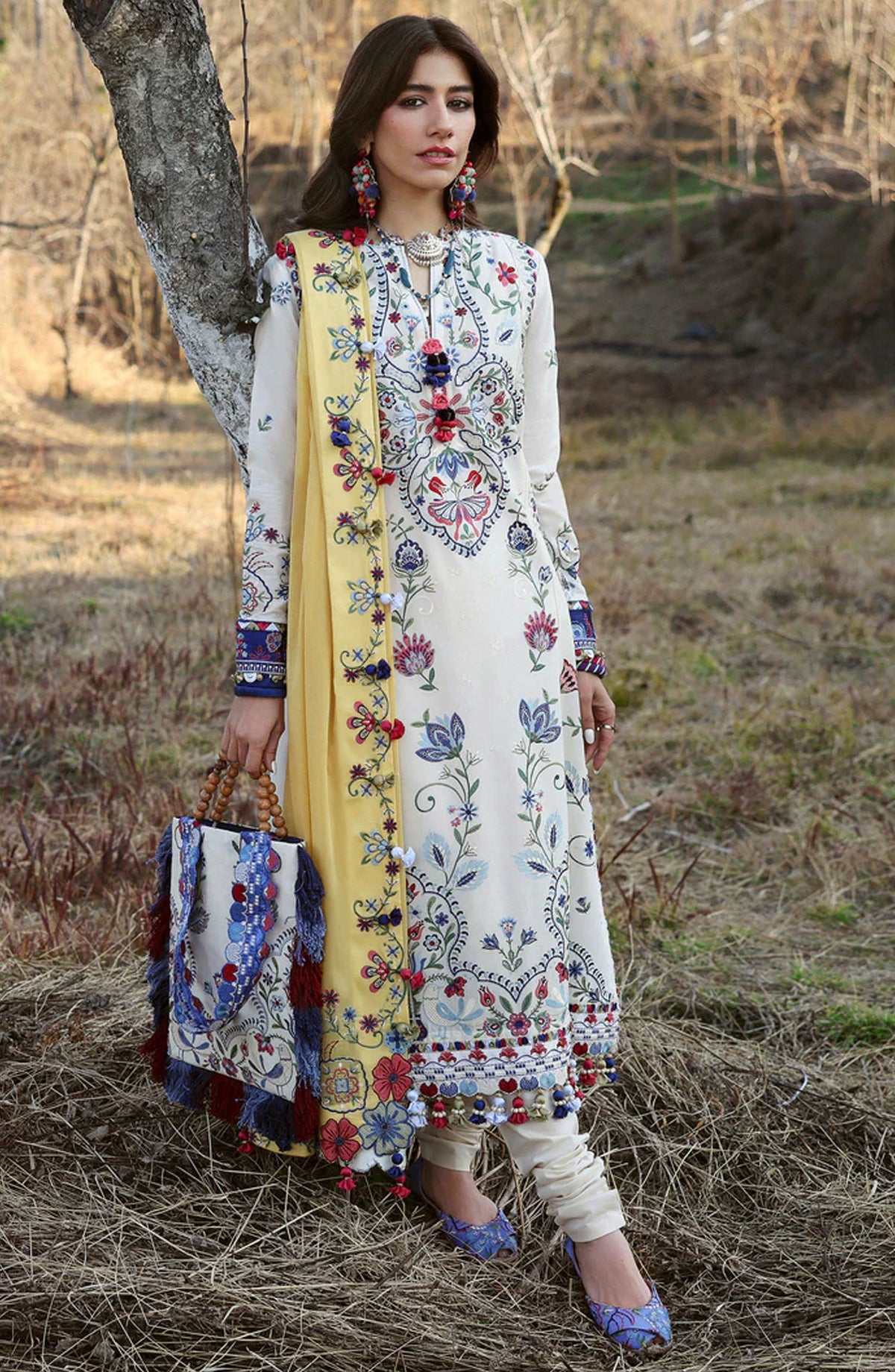 Neelum by Zaha Embroidered Lawn Unstitched 3 Piece Suit - ZL25-11 B KASHUR - ZAH25NL - White - Summer Collection