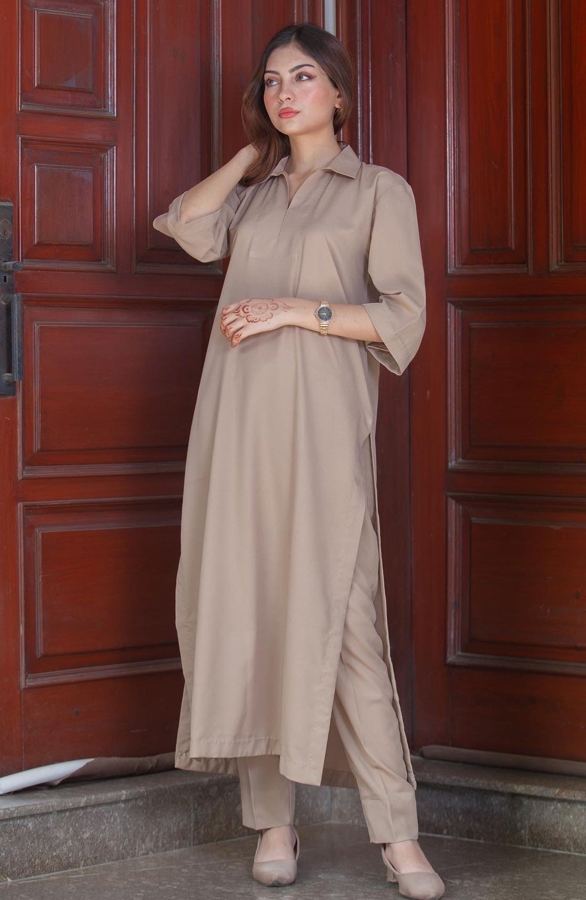 Zauk Georgette Stitched 2 Piece Suit - Phone Two Piece - ZK25CC - Casual Collection
