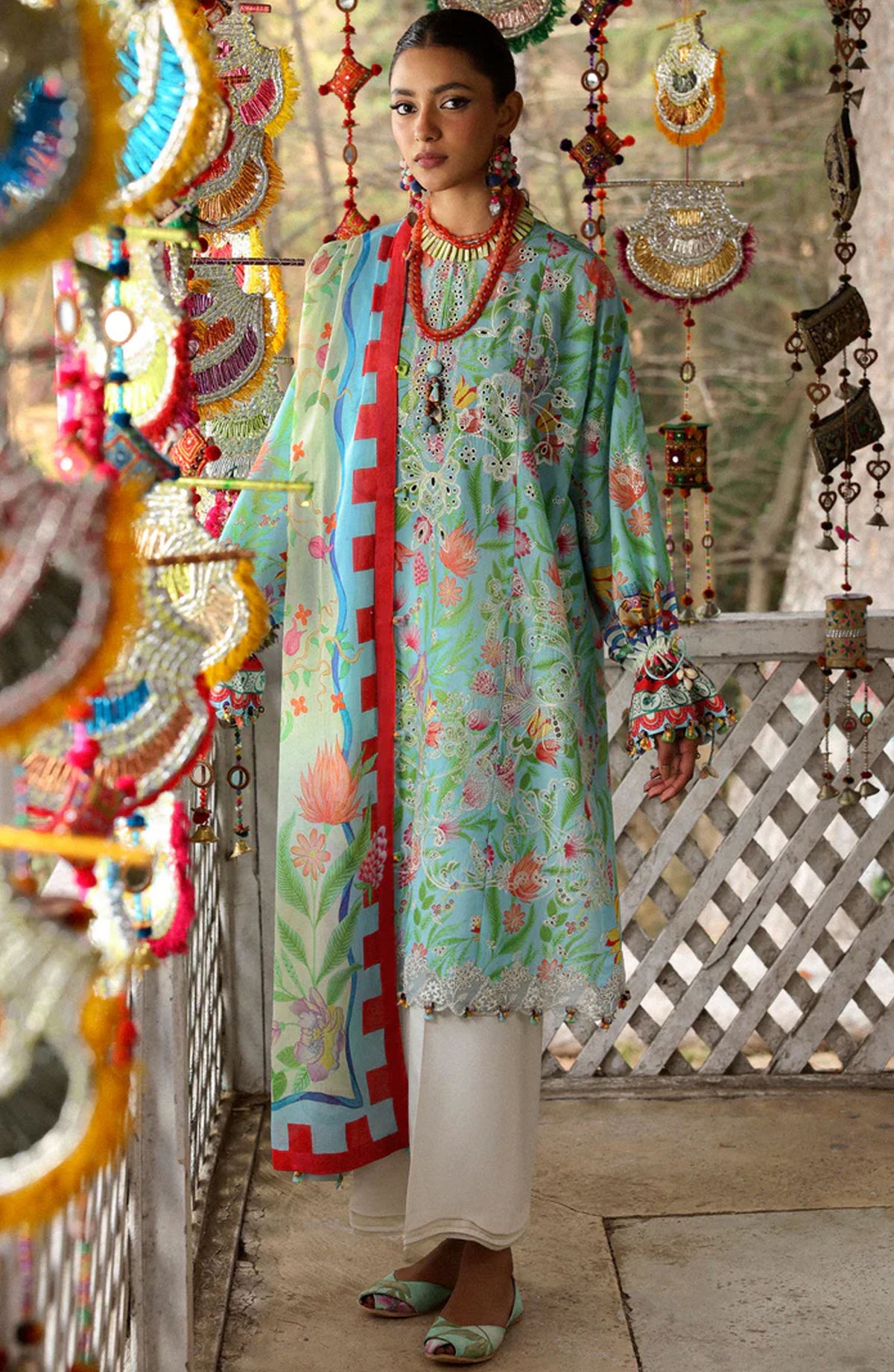 Neelum by Zaha Embroidered Lawn Unstitched 3 Piece Suit - ZL25-08 B ZARAAH - ZAH25NL - Green - Summer Collection
