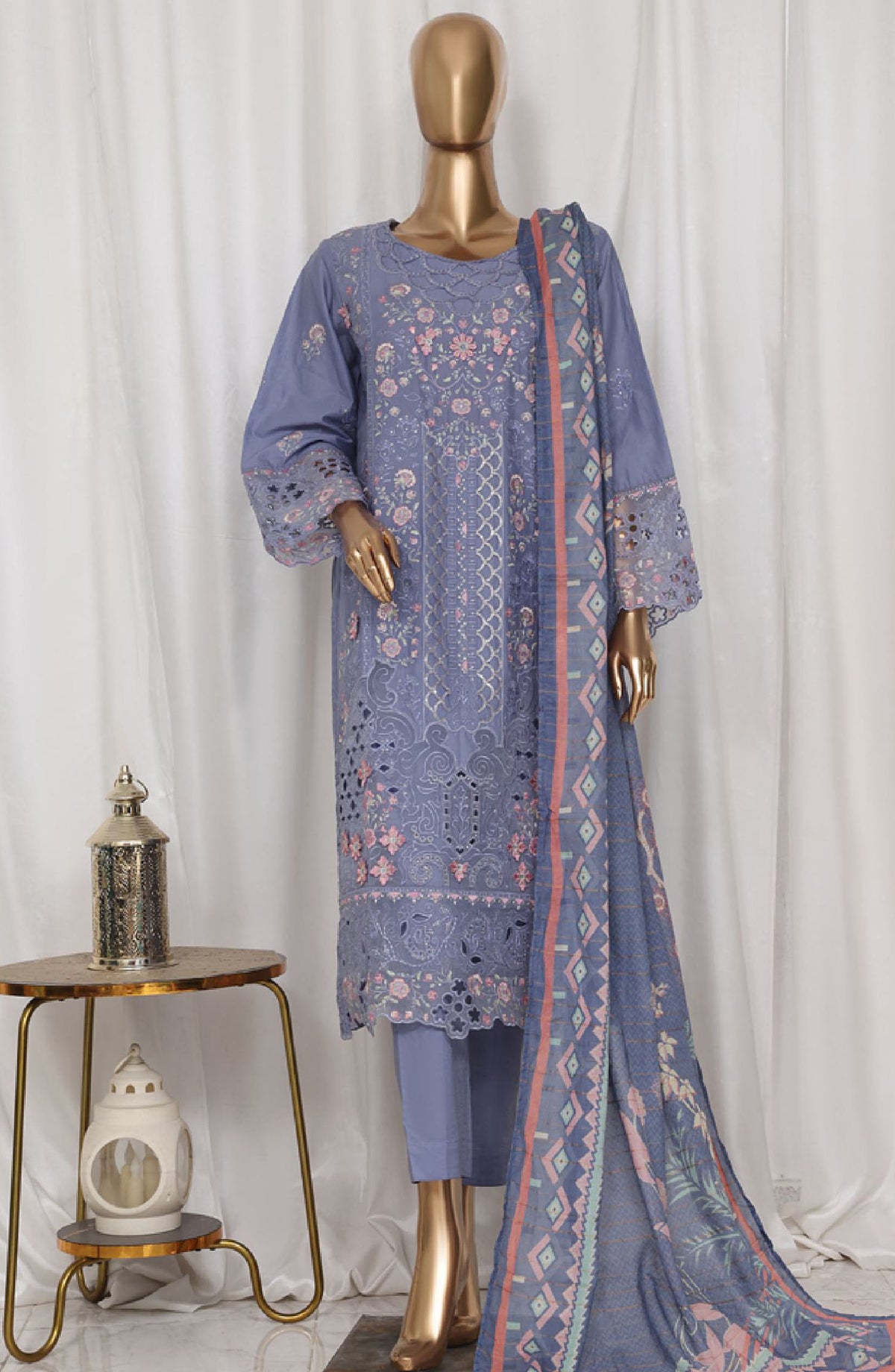 Bin Saeed Embroidered Lawn Stitched 3 Piece Suit - LF-143C - BS25LPCV3 - Blue - Summer Collection