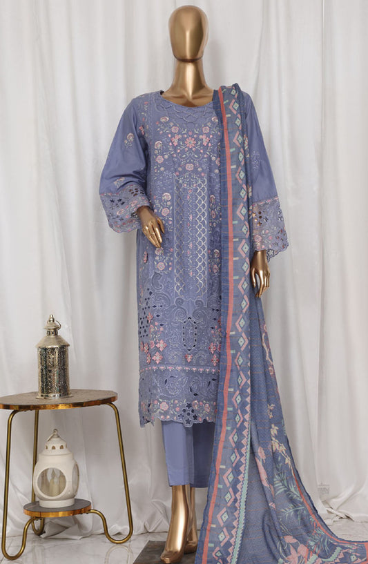 Bin Saeed Embroidered Lawn Stitched 3 Piece Suit - LF-143C - BS25LPCV3 - Blue - Summer Collection