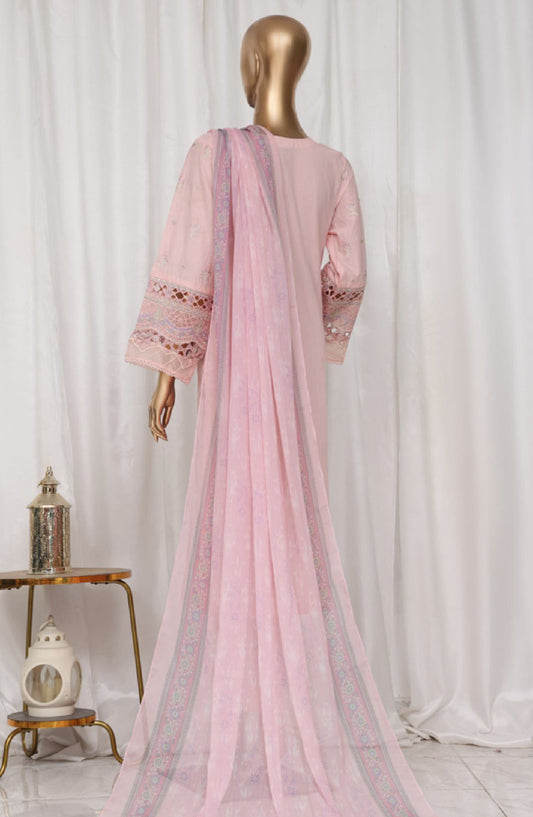 Bin Saeed Embroidered Lawn Stitched 3 Piece Suit - LF-139A - BS25LPCV3 - Pink - Summer Collection