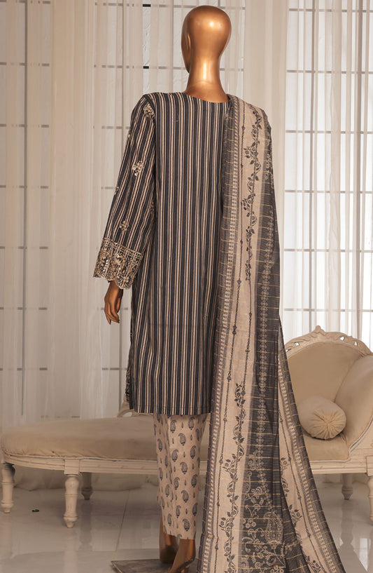 Bin Saeed Embroidered Stitched 3 Piece Suit - D-01 - BS25EKK - Black - Summer Collection