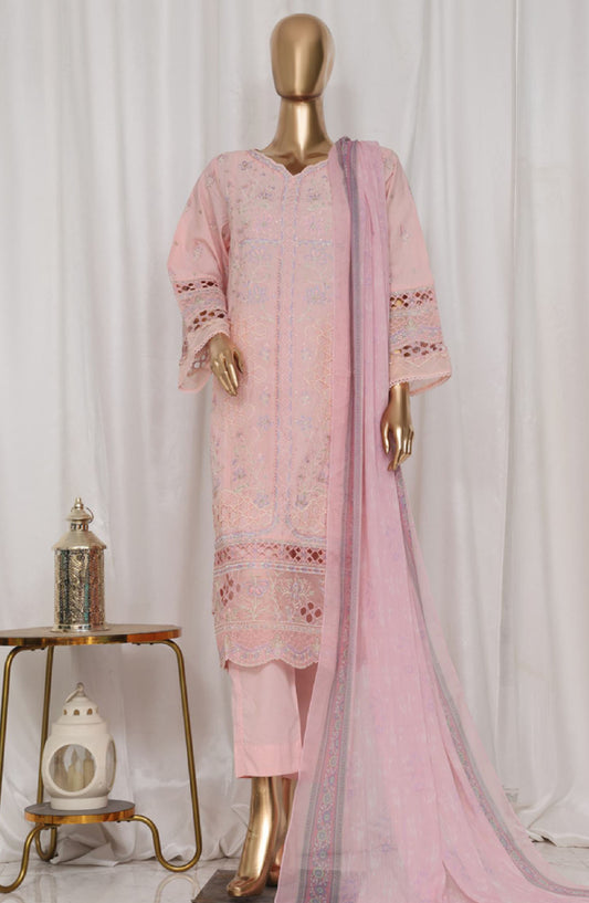 Bin Saeed Embroidered Lawn Stitched 3 Piece Suit - LF-139A - BS25LPCV3 - Pink - Summer Collection