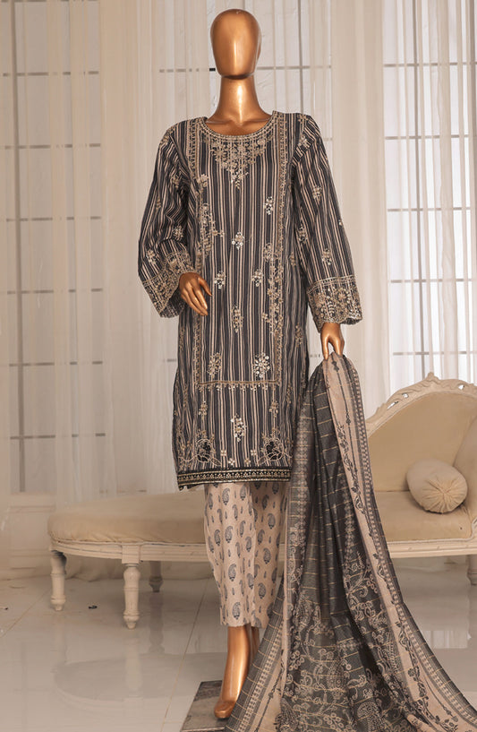 Bin Saeed Embroidered Stitched 3 Piece Suit - D-01 - BS25EKK - Black - Summer Collection