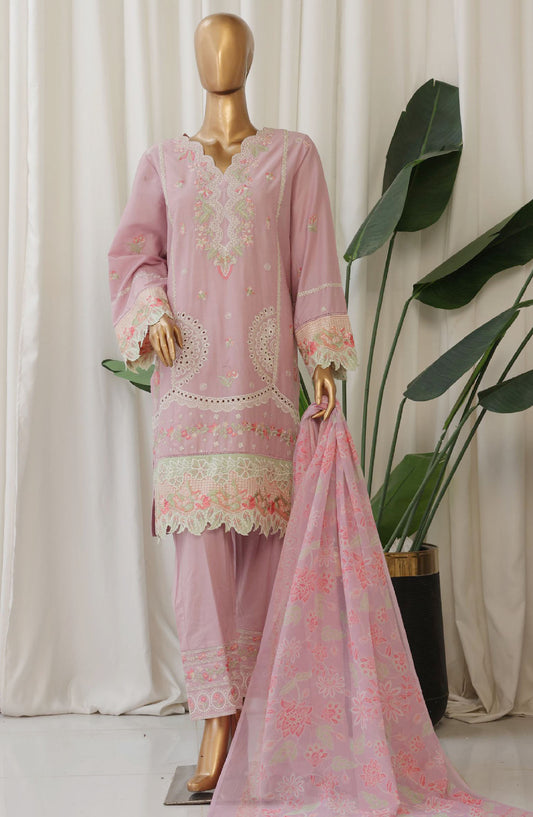 Bin Saeed Embroidered Cotton Stitched 3 Piece Suit - D-01 - BS25TC - Pink - Summer Collection