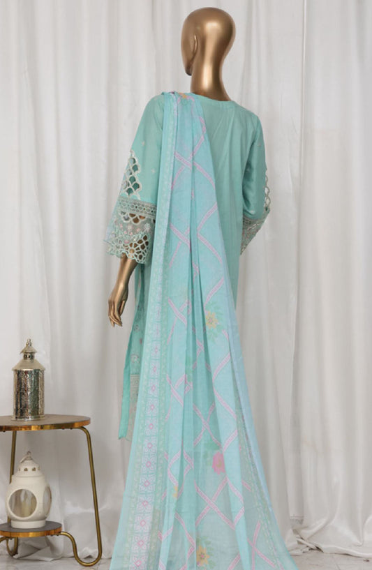 Bin Saeed Embroidered Lawn Stitched 3 Piece Suit - LF-149C - BS25LPCV3 - Blue - Summer Collection