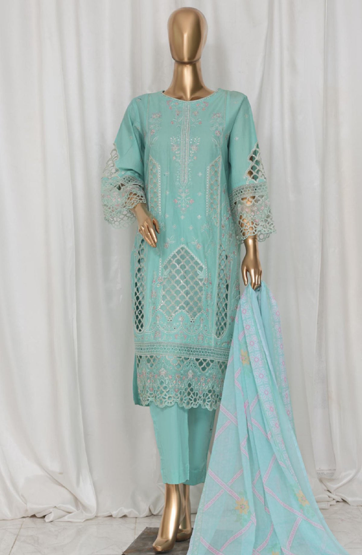 Bin Saeed Embroidered Lawn Stitched 3 Piece Suit - LF-149C - BS25LPCV3 - Blue - Summer Collection