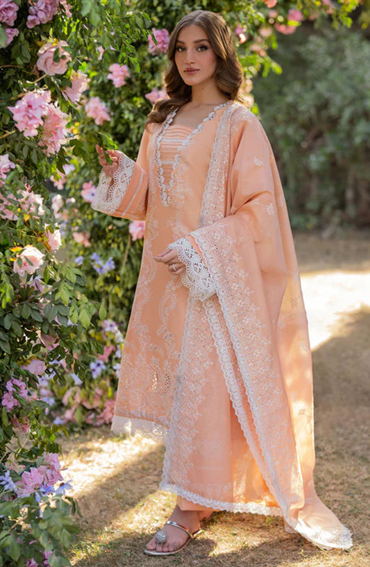 Reveerie by Florent Chikankari Lawn Unstitched 3 Piece Suit - FLC-01 B - FL25RC - Peach - Summer Collection