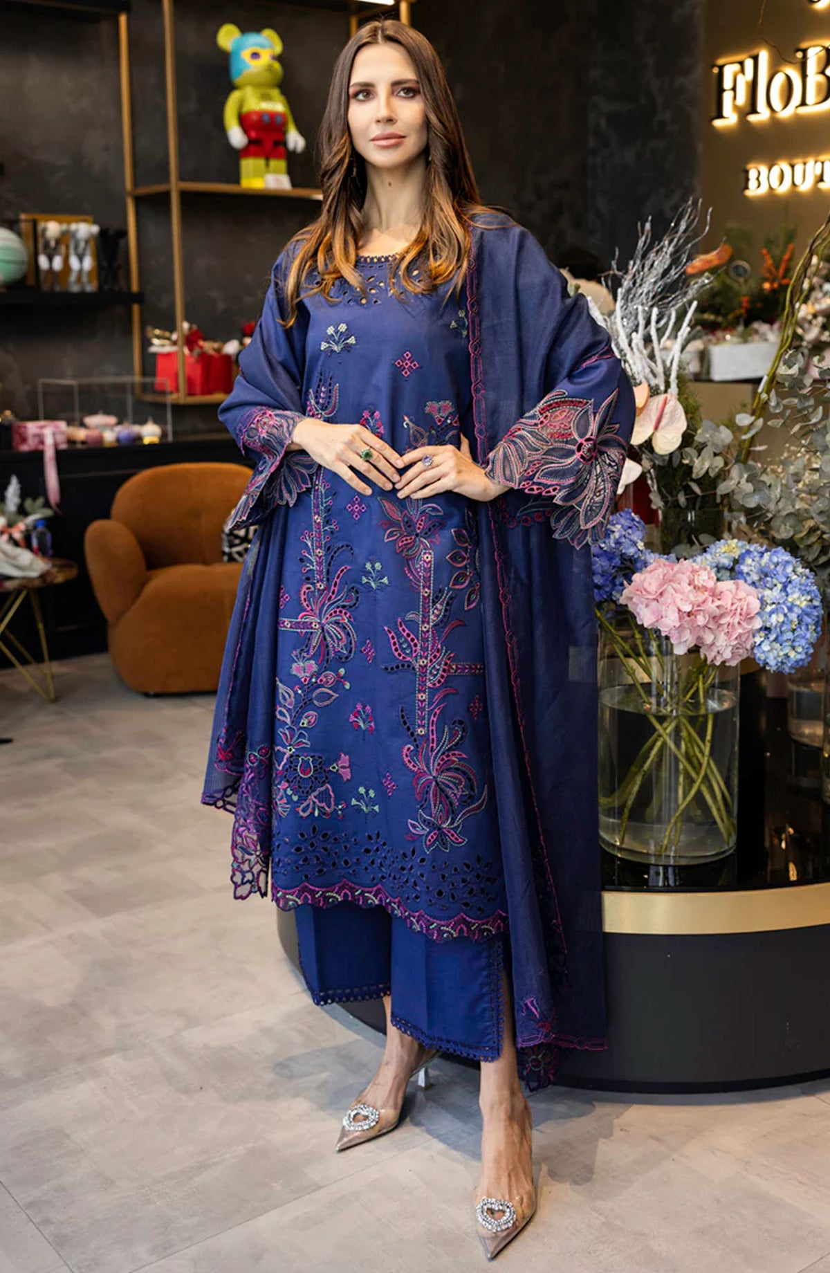 Carnation by Rang Rasiya Embroidered Lawn Unstitched 3 Piece Suit - D-01 Aqua - RR25CL - Blue - Summer Collection