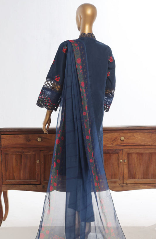 Bin Saeed Embroidered Lawn Stitched 3 Piece Suit - LF-146A - BS25LPCV3 - Blue - Summer Collection
