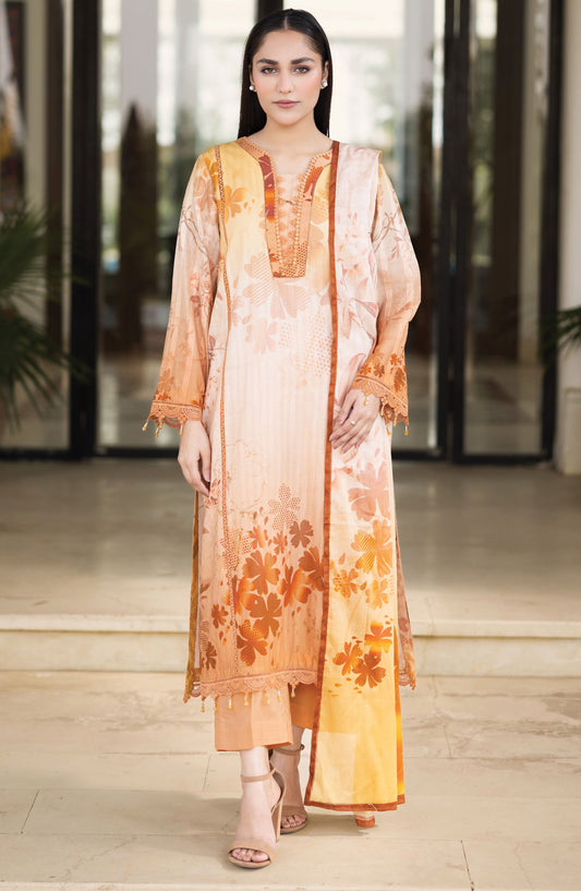 Ushna by Johra Embroidered Lawn Unstitched 3 Piece Suit - JH-215 - JH25UL - Yellow - Summer Collection