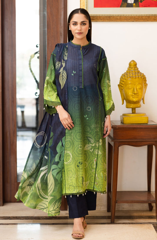 Ushna by Johra Embroidered Lawn Unstitched 3 Piece Suit - JH-213 - JH25UL - Blue - Summer Collection