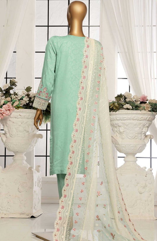Muse by HZ Textile Embroidered Jacquard Stitched 3 Piece Suit - VEJ 102 Sea Green - HZ25MS - Sea Green - Festive Collection