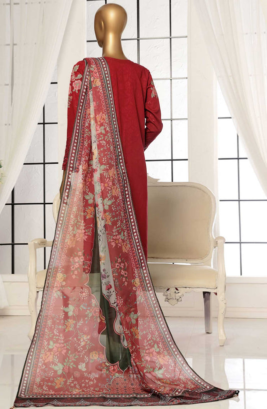 Muse by HZ Textile Embroidered Jacquard Stitched 3 Piece Suit - VEJ 103 Maroon - HZ25MS - Maroon - Festive Collection