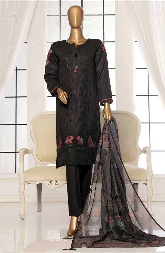 Muse by HZ Textile Embroidered Jacquard Stitched 3 Piece Suit - VEJ 105 Black - HZ25MS - Black - Festive Collection