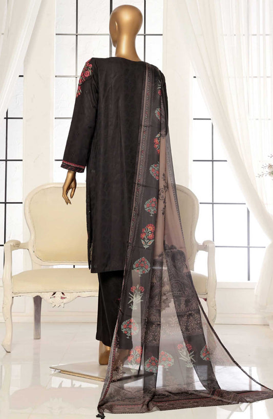 Muse by HZ Textile Embroidered Jacquard Stitched 3 Piece Suit - VEJ 105 Black - HZ25MS - Black - Festive Collection