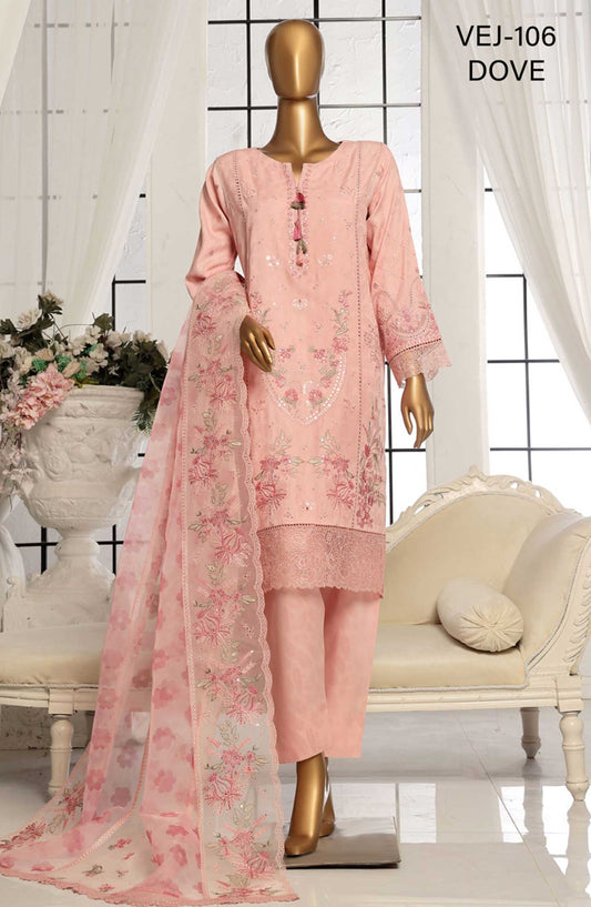 Muse by HZ Textile Embroidered Jacquard Stitched 3 Piece Suit - VEJ 106 Dove - HZ25MS - Dove - Festive Collection