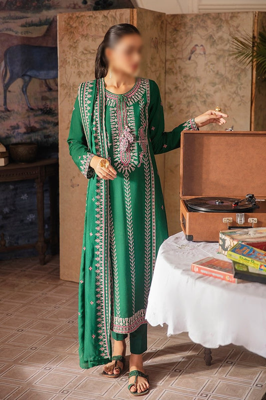 Manzil - Khaddar and Linen Unstitched Collection D- VERDANT PEA