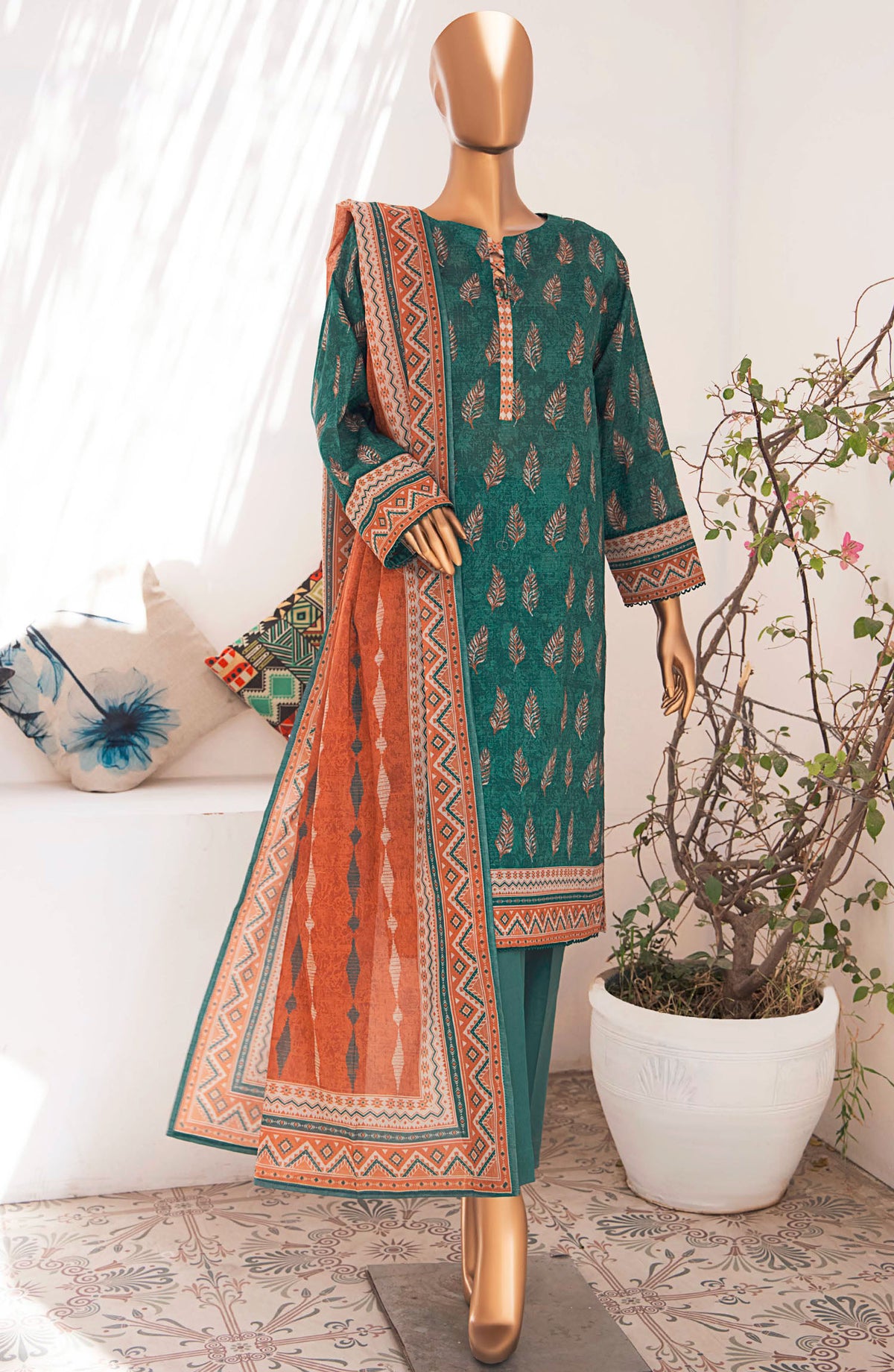 Vital by HZ Textile Printed Lawn Unstitched 3 Piece - VP-106 - HZ25VT - Green - Summer Collection