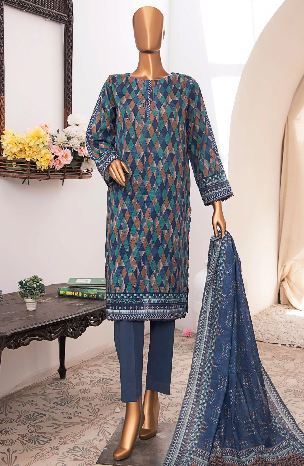 Vital by HZ Textile Printed Lawn Unstitched 3 Piece - VP-108 - HZ25VT - Blue - Summer Collection
