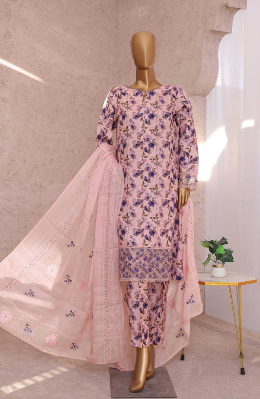 Vogue by HZ Textile Printed Raw Silk Unstitched 3 Piece - VRS 1089 - HZ25V - Light Pink - Winter Collection