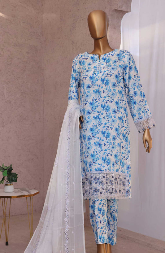 Vogue by HZ Textile Printed Raw Silk Unstitched 3 Piece - VRS 1091 - HZ25V - Blue - Winter Collection