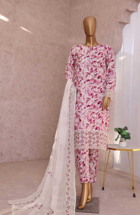 Vogue by HZ Textile Printed Raw Silk Unstitched 3 Piece - VRS 1112 - HZ25V - Hot Pink - Winter Collection