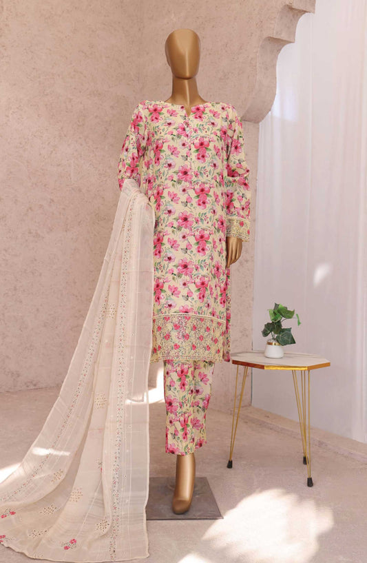 Vogue by HZ Textile Printed Raw Silk Unstitched 3 Piece - VRS 1115 - HZ25V - Beige - Winter Collection
