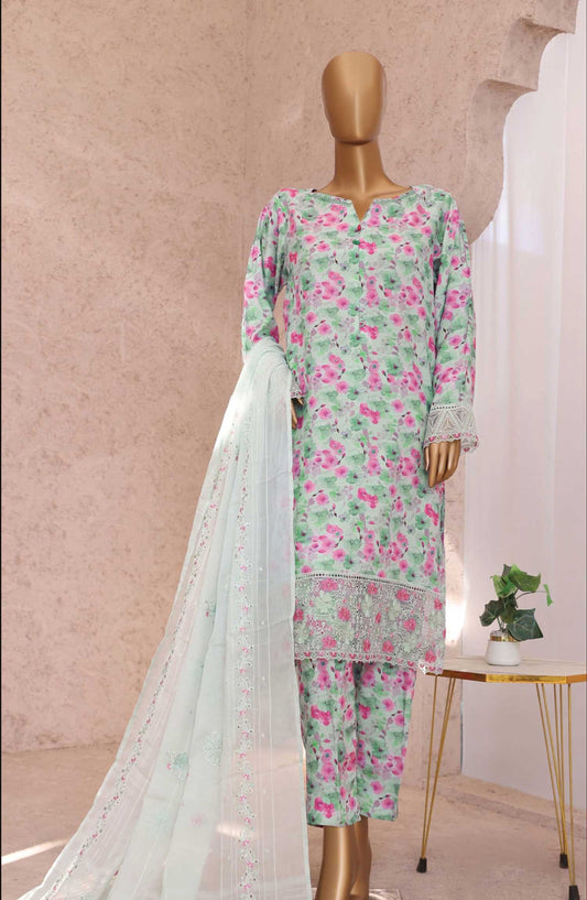 Vogue by HZ Textile Printed Raw Silk Unstitched 3 Piece - VRS 1117 - HZ25V - Green - Winter Collection