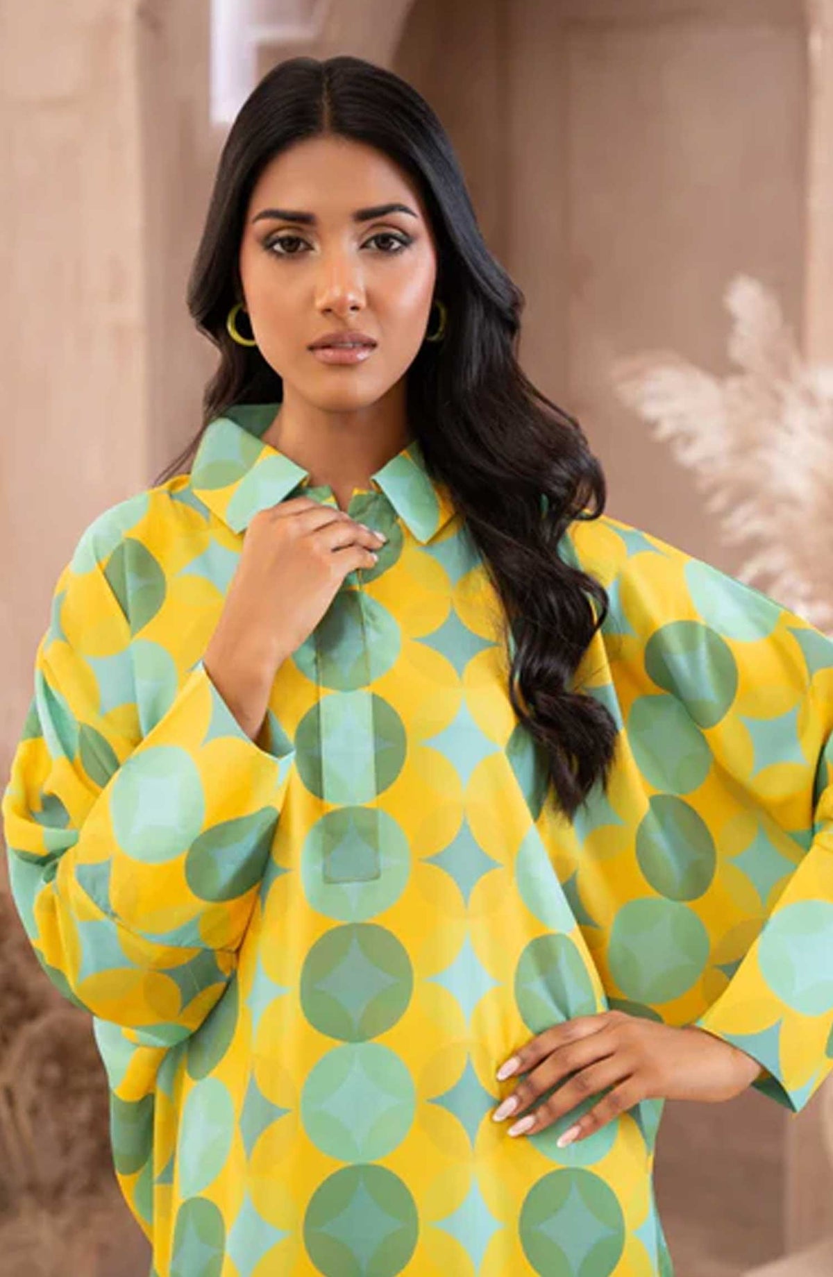 Ayla Studio Printed Georgette Stitched 2 Piece - Warm Mint - AS25EP - Casual Collection