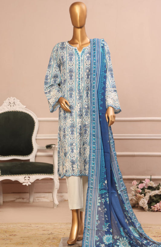 Bin Saeed Embroidered Lawn Stitched 3 Piece Suit - WC-008 - BS25ELCV4 - Blue - Summer Collection