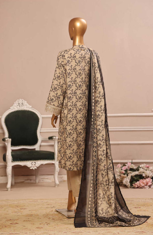 Bin Saeed Embroidered Lawn Stitched 3 Piece - WC 037 - BS25SM - Hot Pink - Summer Collection