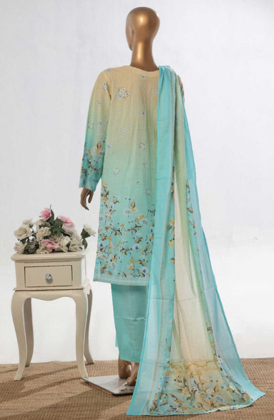 Bin Saeed Embroidered Lawn Stitched 3 Piece - WC 31 - BS25SM - Beige - Summer Collection