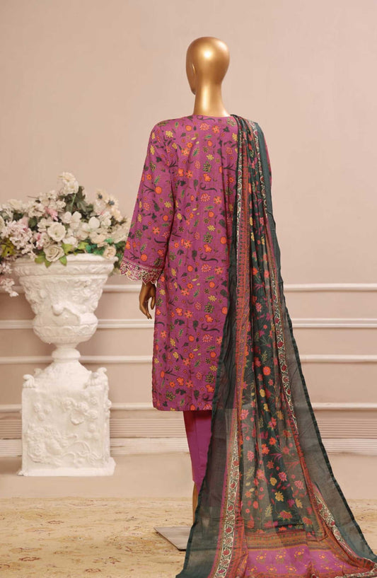 Bin Saeed Embroidered Lawn Stitched 3 Piece - WC 38 - BS25SM - Sea Green - Summer Collection