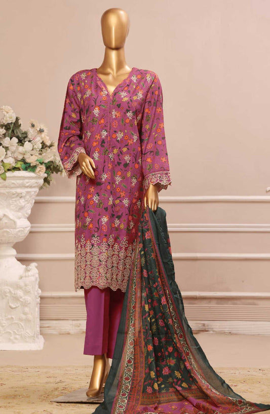 Bin Saeed Embroidered Lawn Stitched 3 Piece - WC 38 - BS25SM - Sea Green - Summer Collection