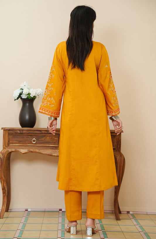 Amna Khadija Embroidered Jacquard Stitched 2 Piece Suit - WCPTD-03 - AM25WCPTD - Yellow - Casual Collection
