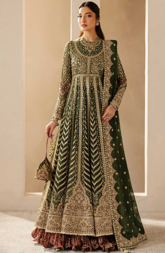 Jazmin Embroidered Chiffon Unstitched 3 Piece - WF 25 02 - JZ25W - Green - Wedding Collection