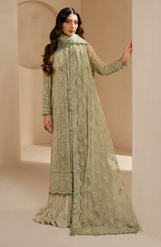 Jazmin Embroidered Chiffon Unstitched 3 Piece - WF 25 07 - JZ25W - Sea Green - Wedding Collection