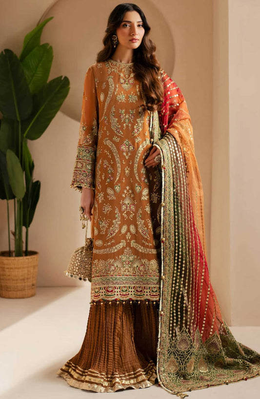 Jazmin Embroidered Chiffon Unstitched 3 Piece - WF 25 08 - JZ25W - Mustard - Wedding Collection