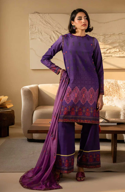 Nazm by Maryam N Maria Printed Silk Unstitched 3 Piece - WILLOW - MS50470 - MNM25N - Purple - Festive Collection