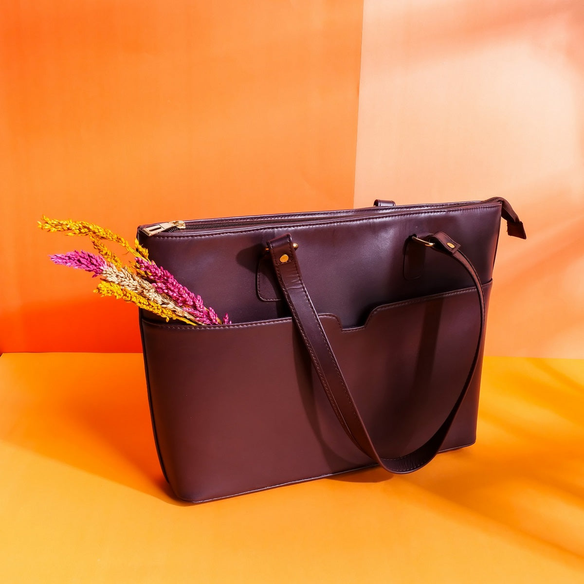 Wine Berry The Boss Lady Pure Leather Women Tote Bags