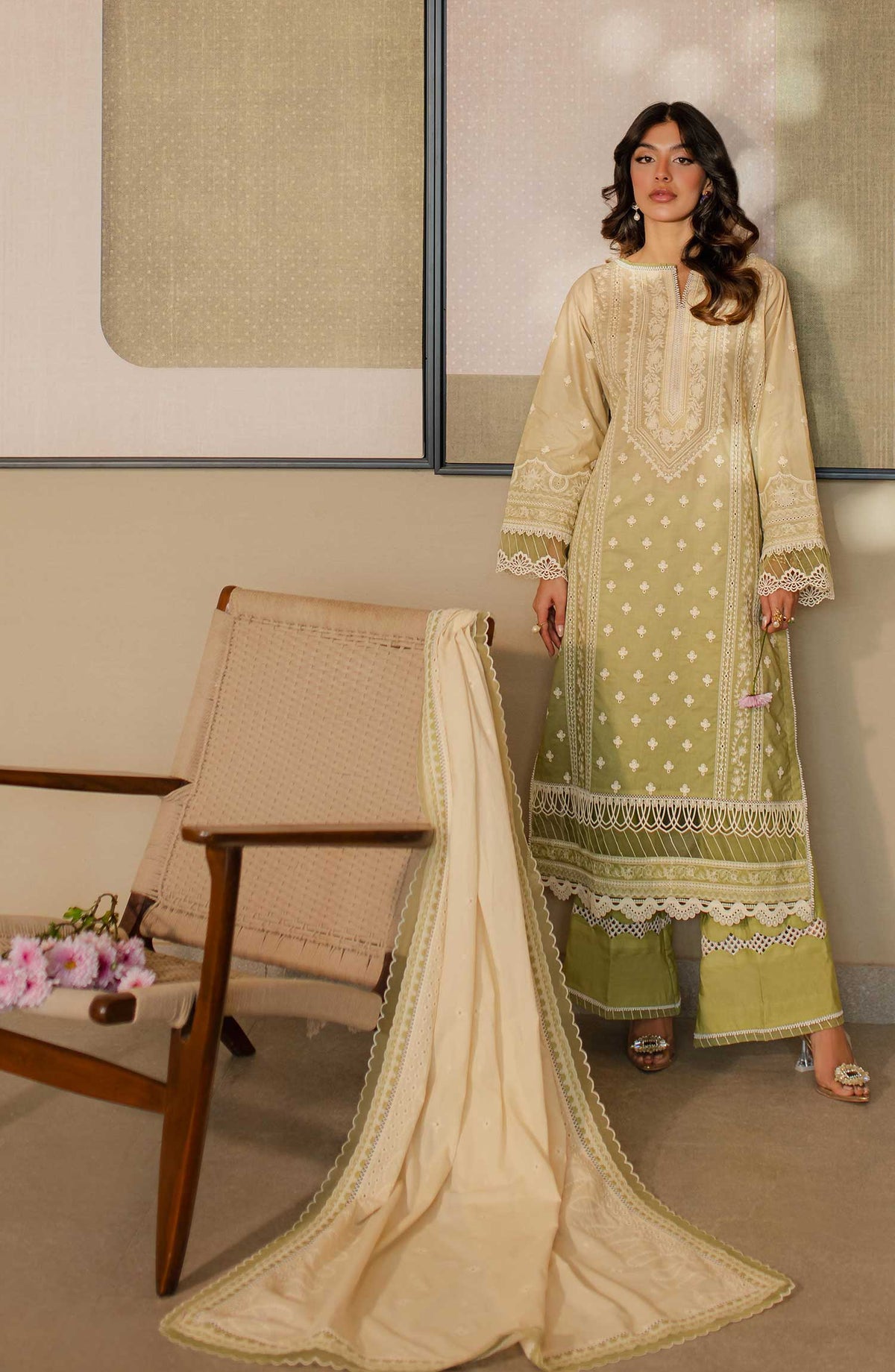 Zellbury Embroidered Cotton Unstitched 3 Piece - WUC 24E 30702 - ZB25C - Creamy Yellow - Summer Collection