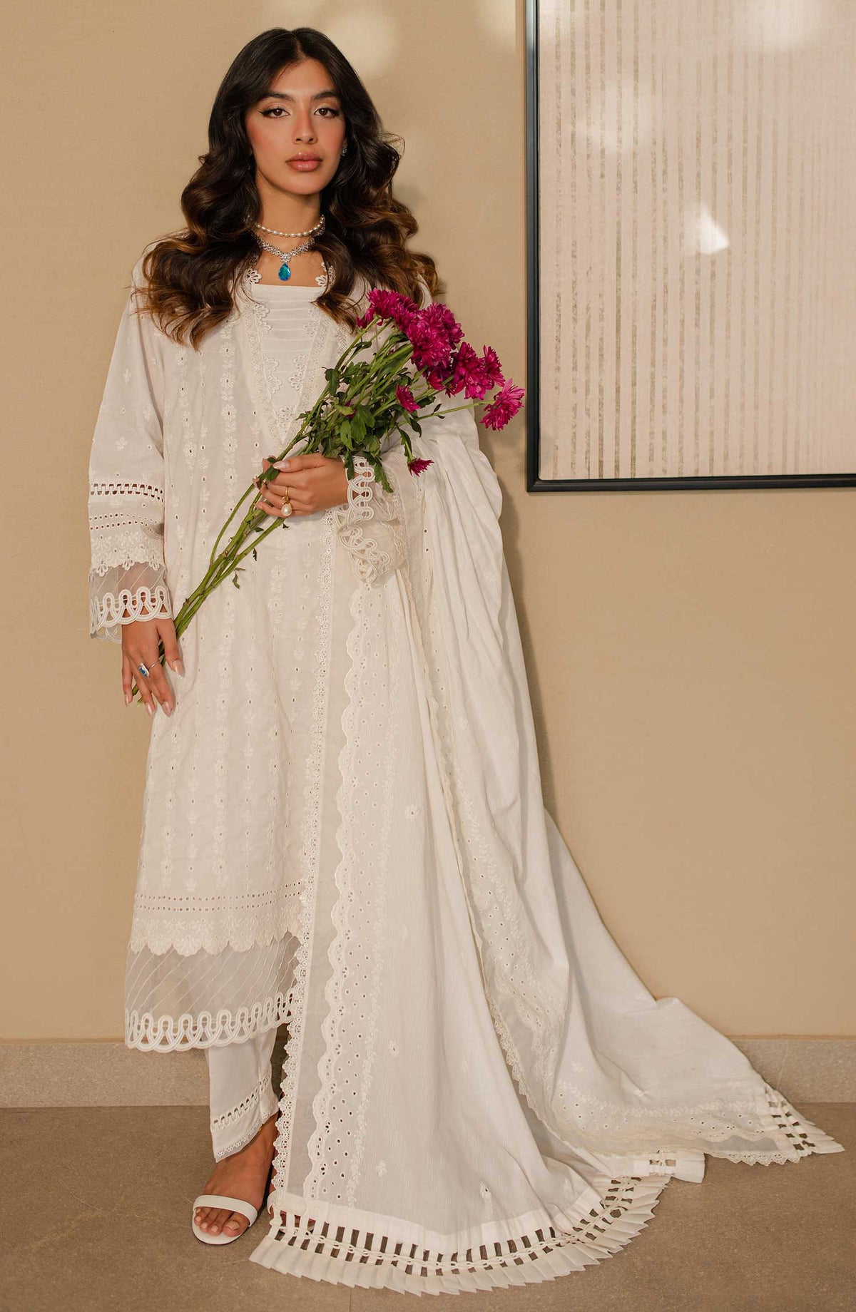 Zellbury Embroidered Cotton Unstitched 3 Piece - WUC 24E 30704 - ZB25C - White - Summer Collection