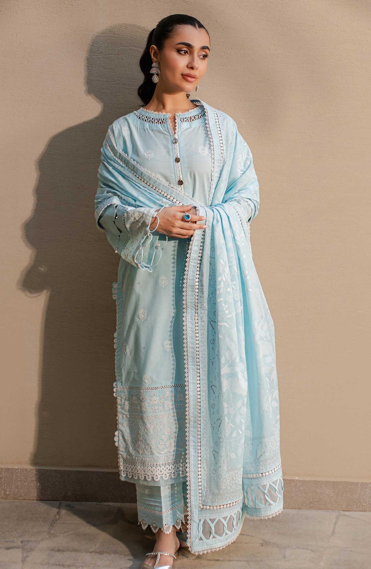 Zellbury Embroidered Cotton Unstitched 3 Piece - WUC 24E 30709 - ZB25C - Light Blue - Summer Collection