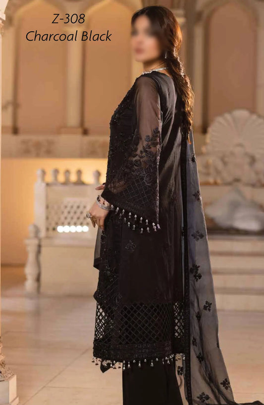 Zarsha By Flossie Luxury Chiffon Vol 03 2024 - Z 308 Charcoal Black